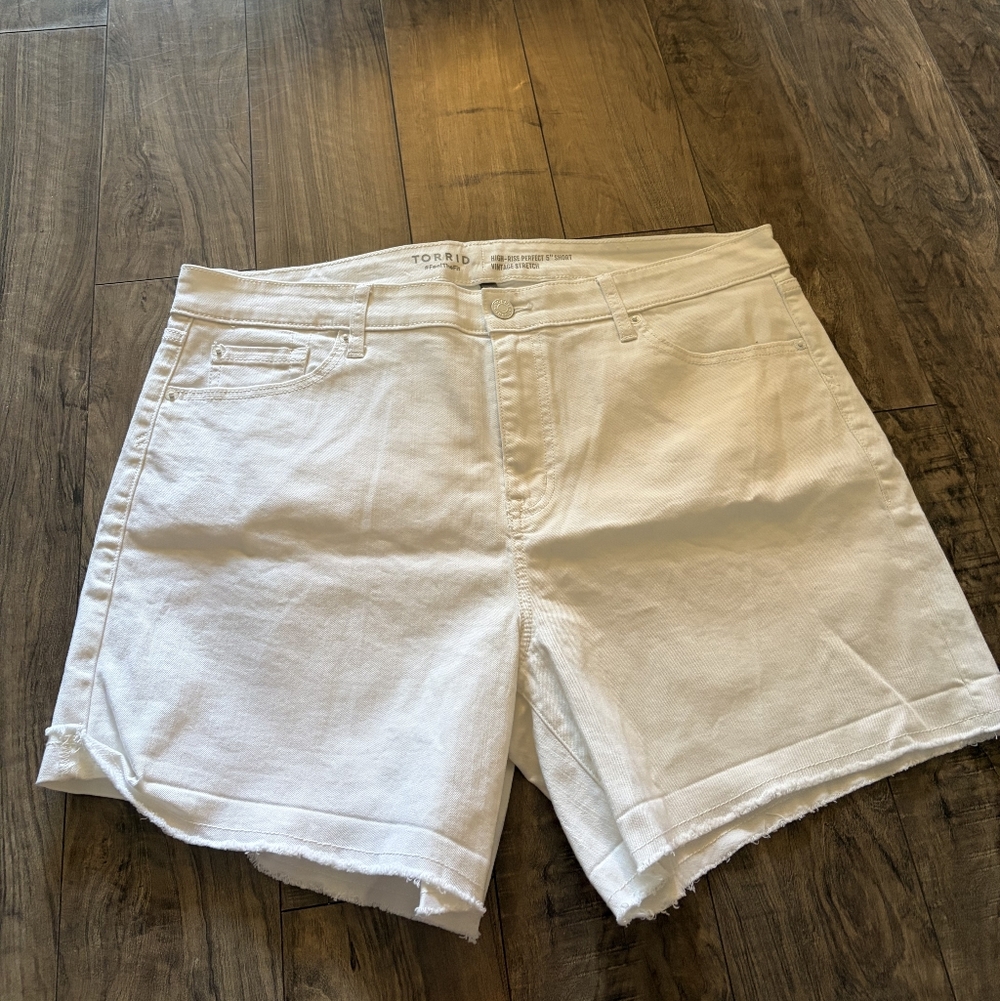torrid White Denim Mid-Rise Shorts